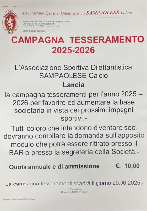 Campagna tesseramento 2025-26