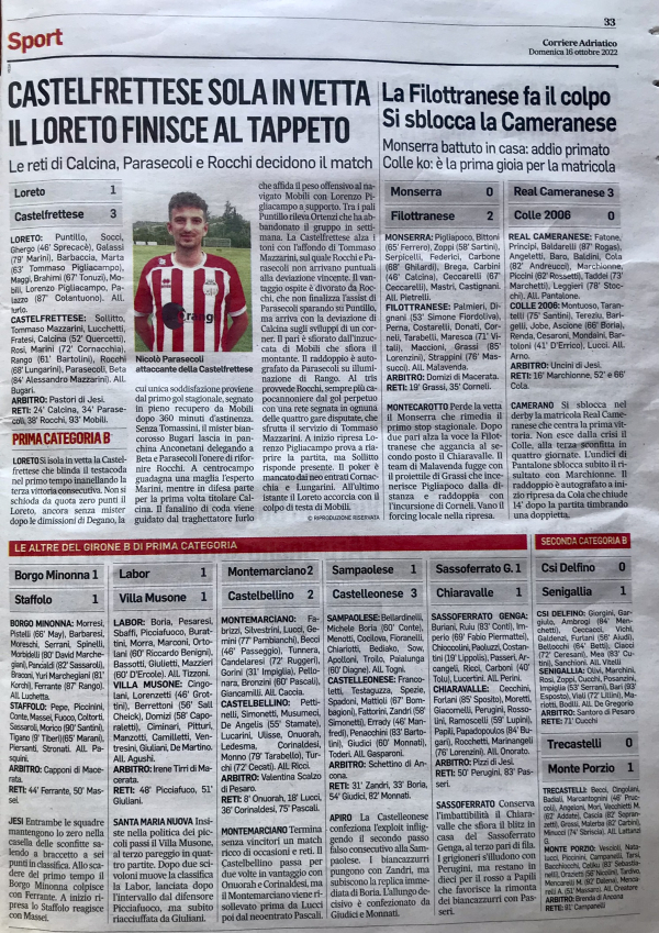 SAMPAOLESE-CASTELLEONESE 1-3